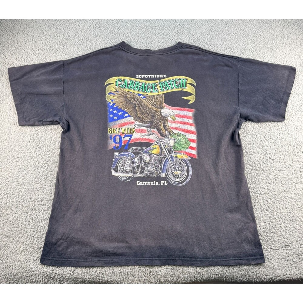 Murina Cabbage Patch Bike Week 1997 Samsula FL Black Pocket Faded Shirt XXL 2XL